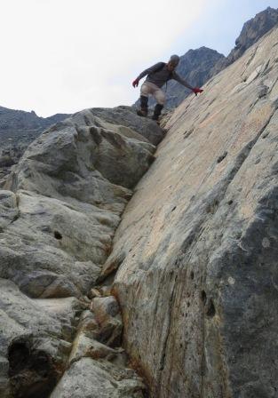 Jim descending the Southeast Glacier route